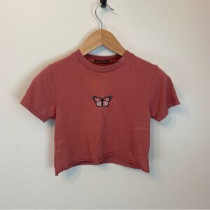 Brandy Melville cropped Butterfly T-shirt